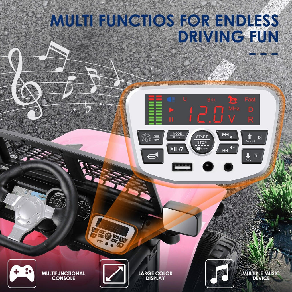 12V Electric Ride-On Car for Kids with Bluetooth MP3 and Remote Control