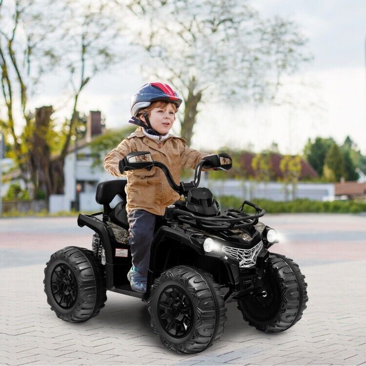Electric 4-Wheeler ATV Ride-On Toy for Kids with MP3 and Headlights - Black