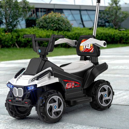Electric ATV Quad 6V Ride-On Toy Car for Kids with LED Headlights - White