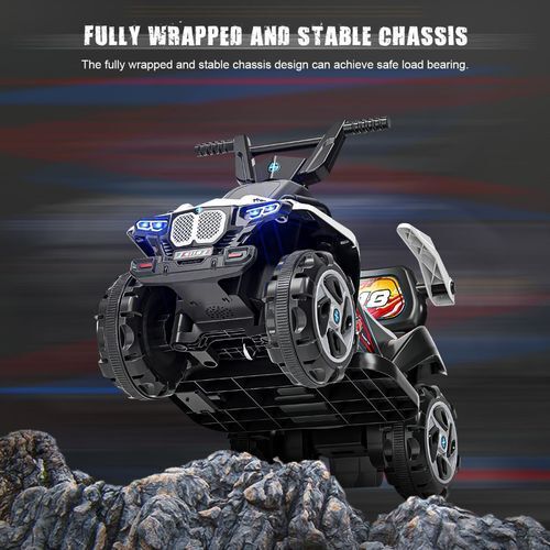 Electric ATV Quad 6V Ride-On Toy Car for Kids with LED Headlights - White