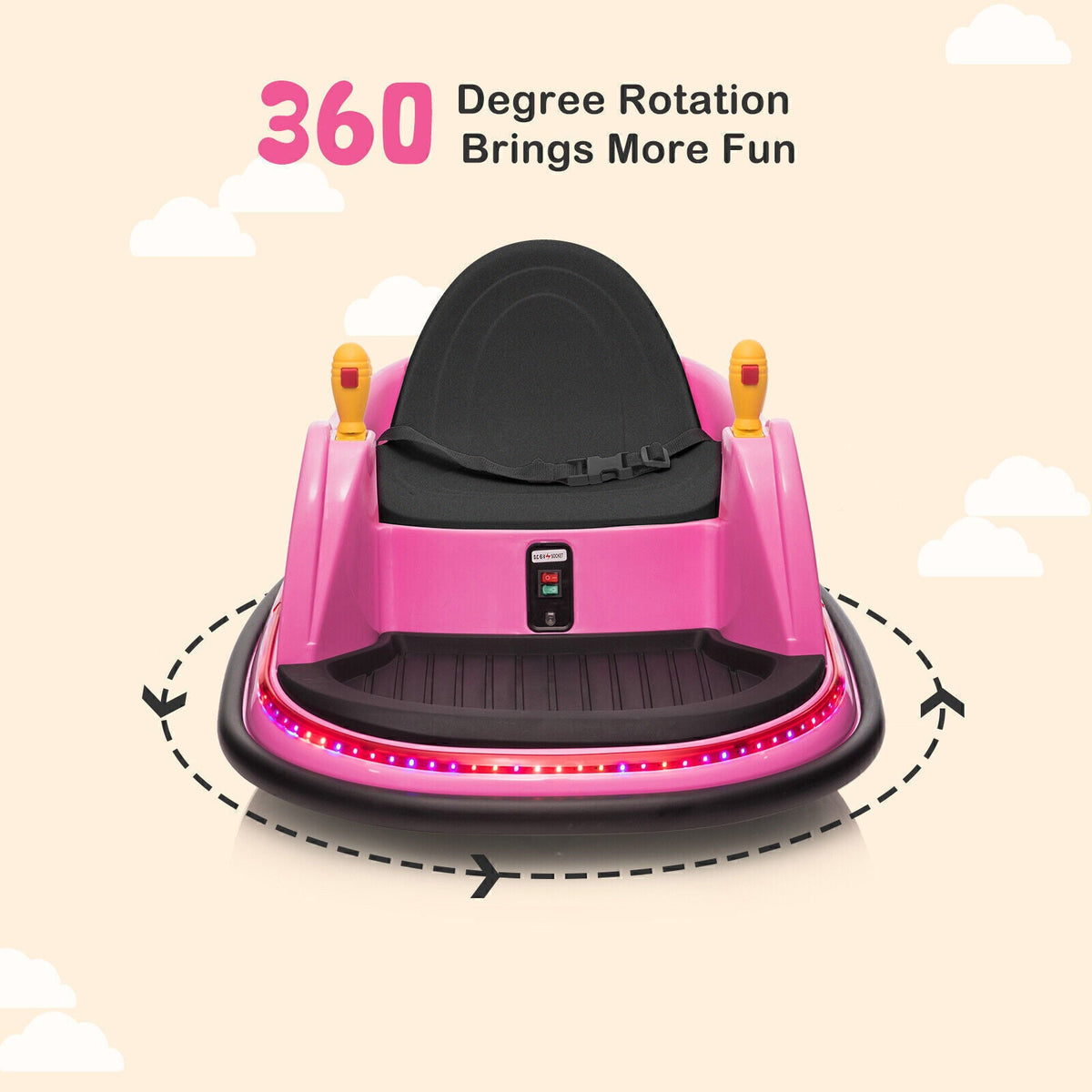 Electric Bumper Car for Kids with Lights, Music, and Parental Control - Pink/Blue