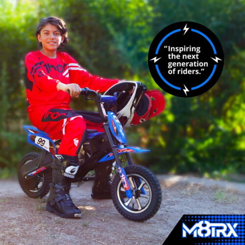 Electric Dirt Bike for Kids and Teens - 24V Ride on Toy Motorcycle in Red/Blue