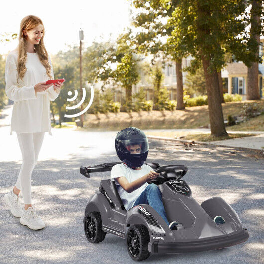 Electric Go Cart for Kids with Remote Control and Safety Belt - Black