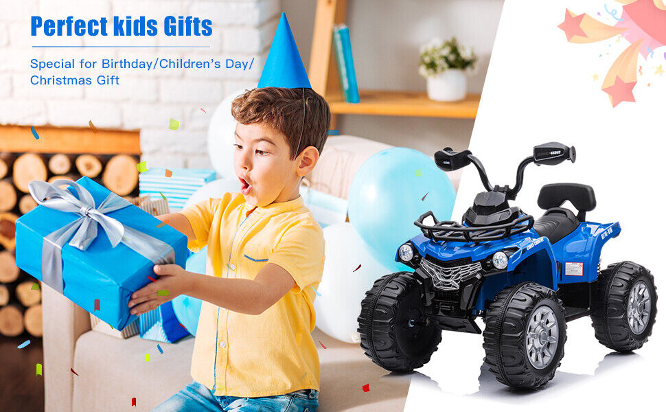 Electric ATV Quad 4-Wheeler Ride On Toy for Kids with LED Lights and USB Port