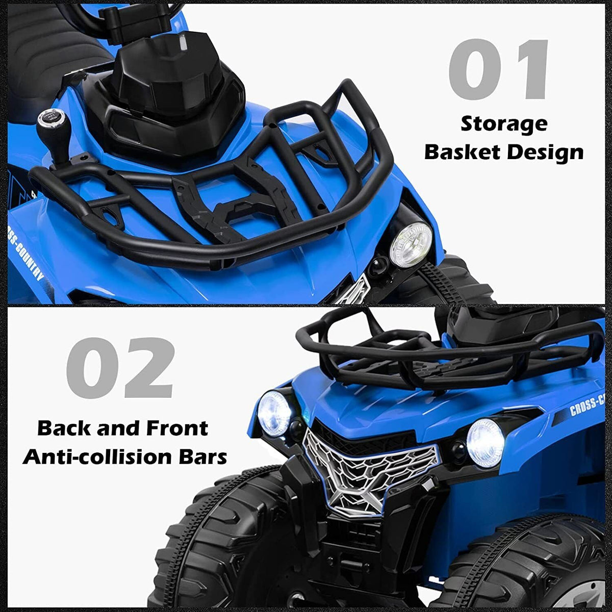 Electric Ride-On ATV for Kids with MP3 Player and Headlights - 2 Speeds, 12V, 4-Wheeler Quad