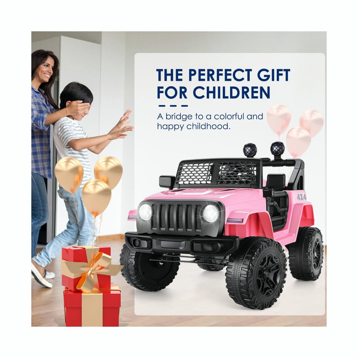 12V Electric Ride-On Car for Kids with Remote Control and 3 Speed Options