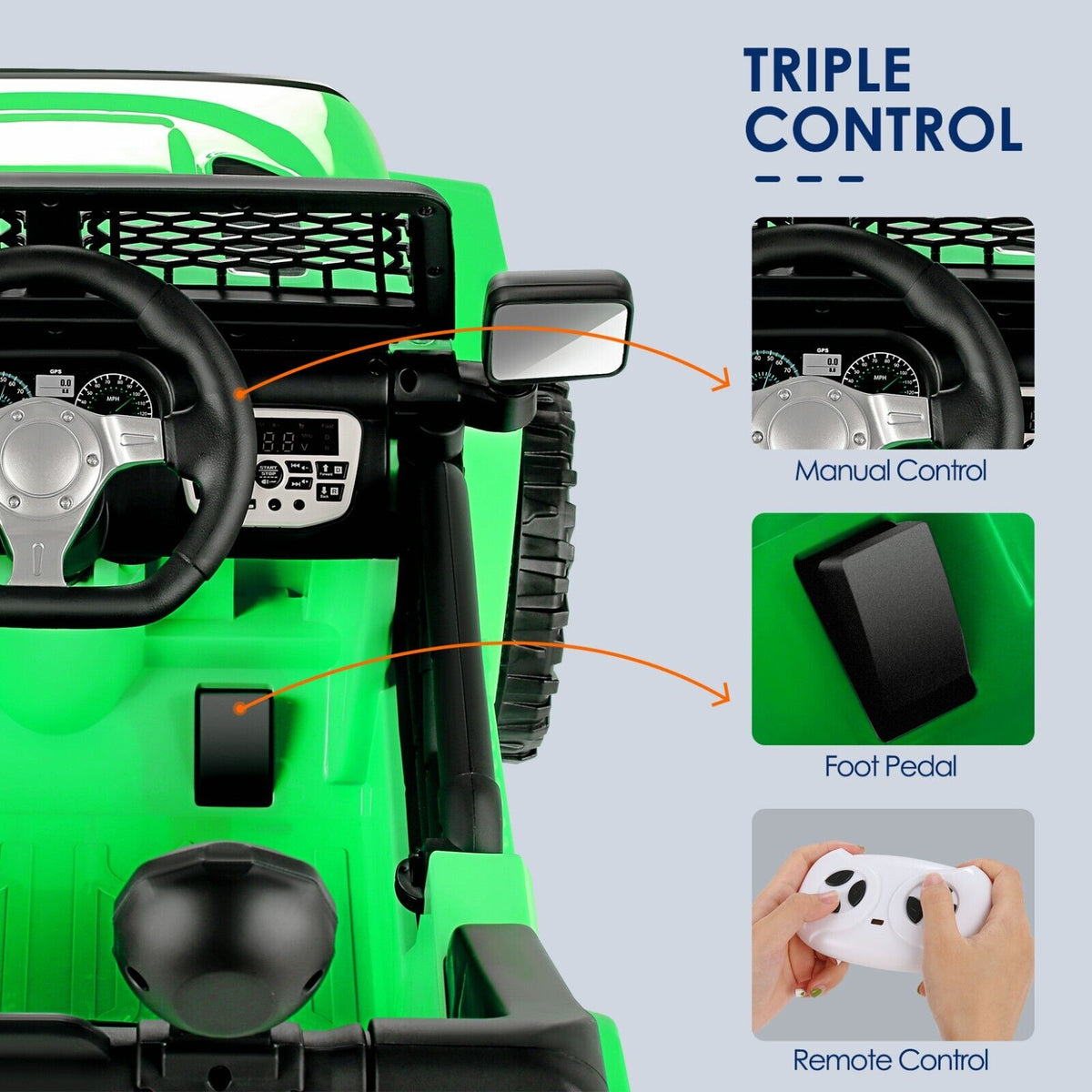 Electric Kids Ride-On JEEP Truck with Remote Control and 2 Seats - 3 Speed Options - Perfect Gift for Children