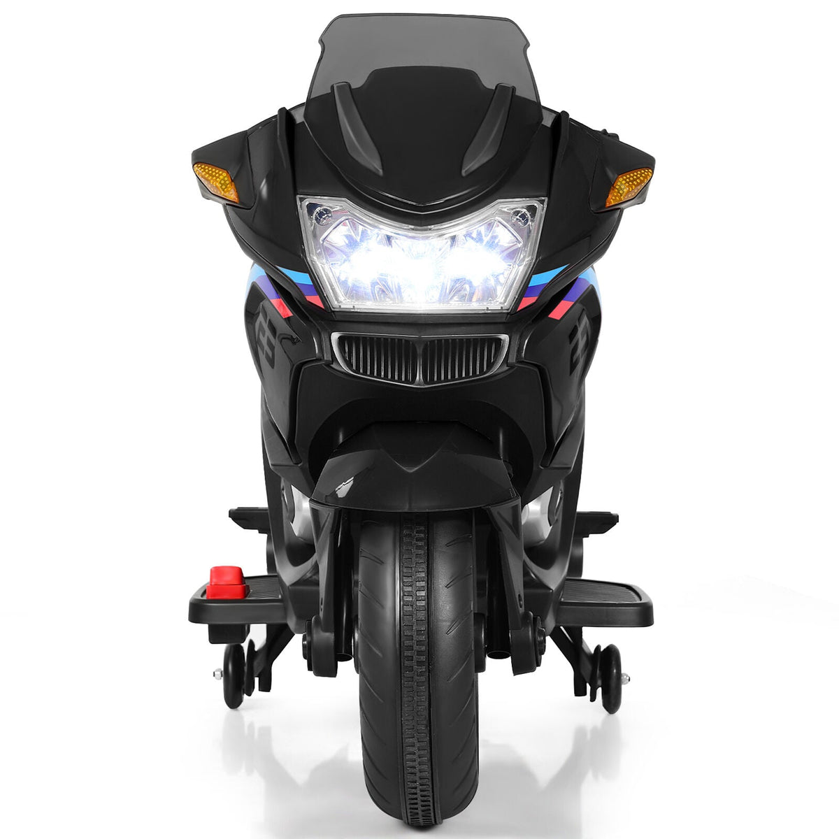 Electric Kids Ride On Motorcycle with Training Wheels - Black (12V)