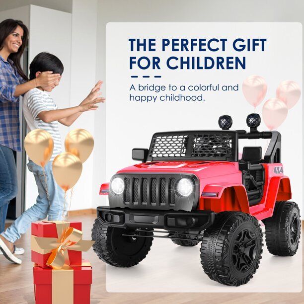 2022 Electric 12V Kids Ride on Truck Car Jeep with MP3, LED Lights, and Remote Control - Seats 2