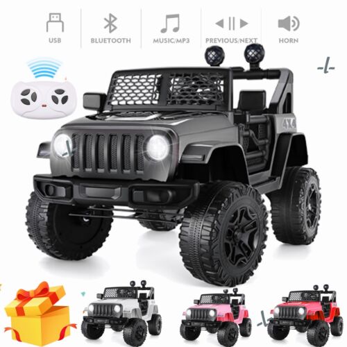 12V Electric Kids Ride on Truck with Remote Control, LED Lights, and Music