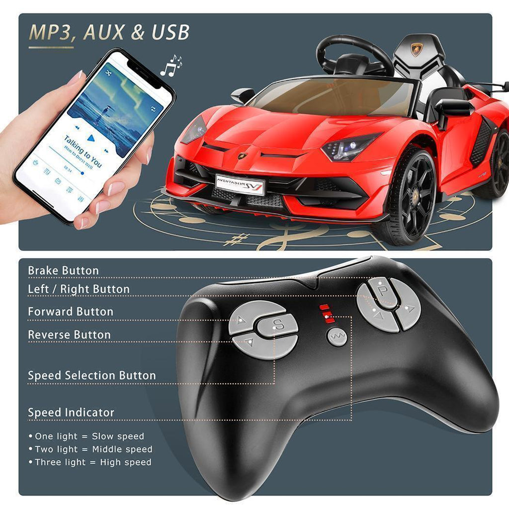 Licensed Lamborghini Electric Ride-On Car for Kids with Remote Control, MP3 and USB Connectivity
