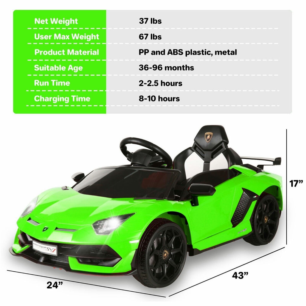 Licensed Lamborghini 12V Ride-On Car Toy with Parental Remote Control and 3 Speed Options