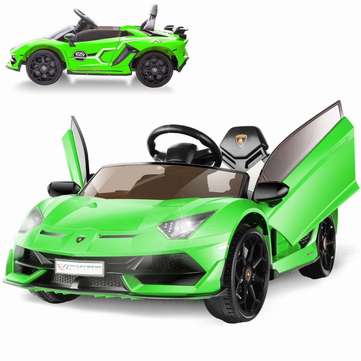 Electric Lamborghini Ride-On Car for Kids with Remote Control, LED Lights, and MP3 Player