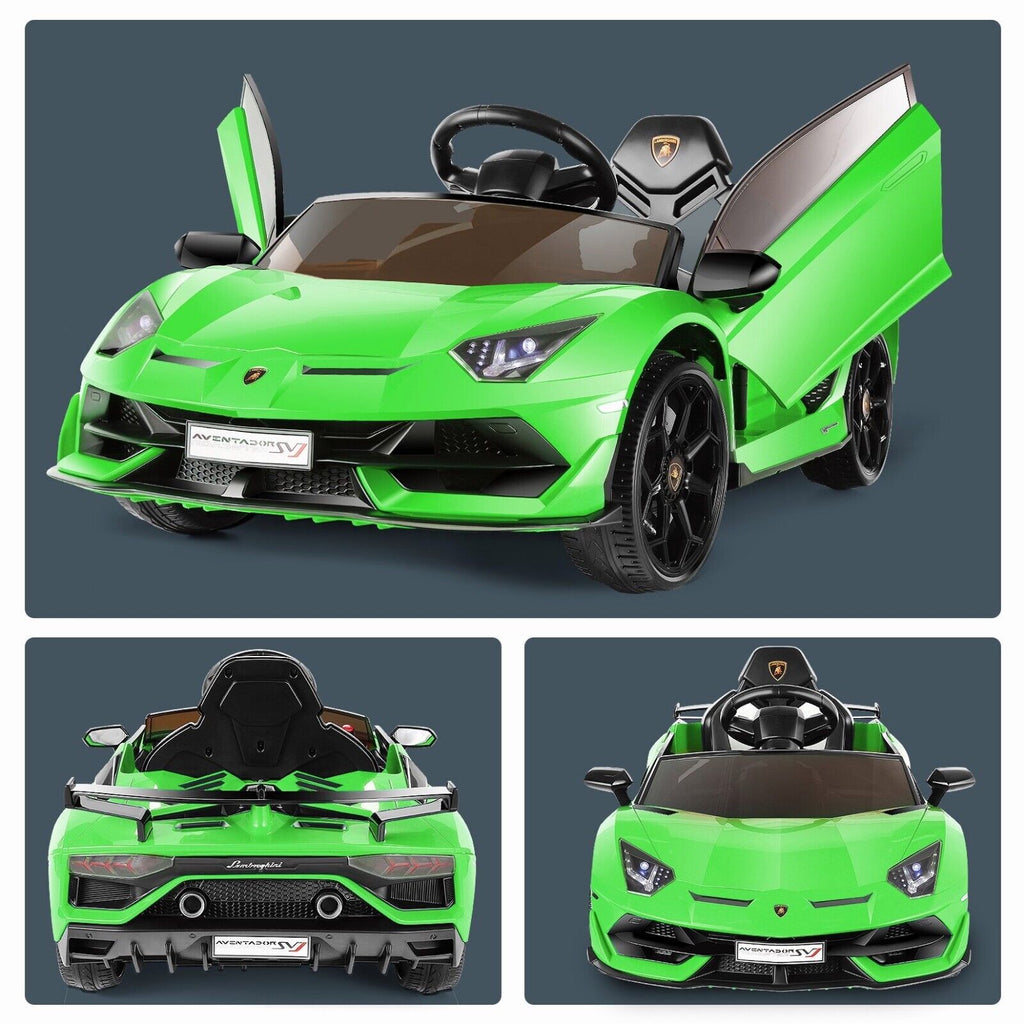 12V Licensed Lamborghini Ride-On Car with 3 Speeds, RC Headlights, and Hydraulic Doors