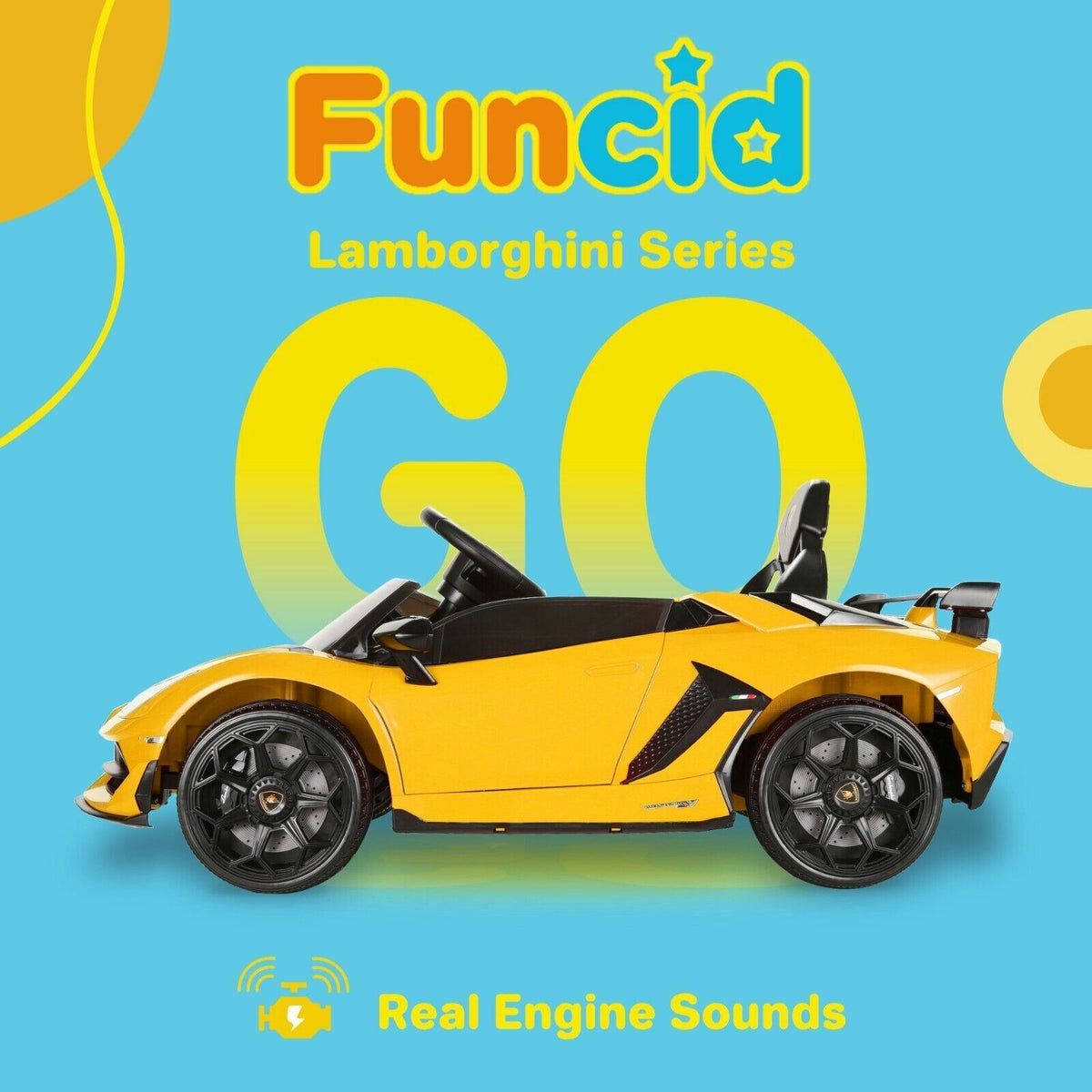 Electric Lamborghini Ride-On Car for Kids with Remote Control, MP3 and AUX - US Version
