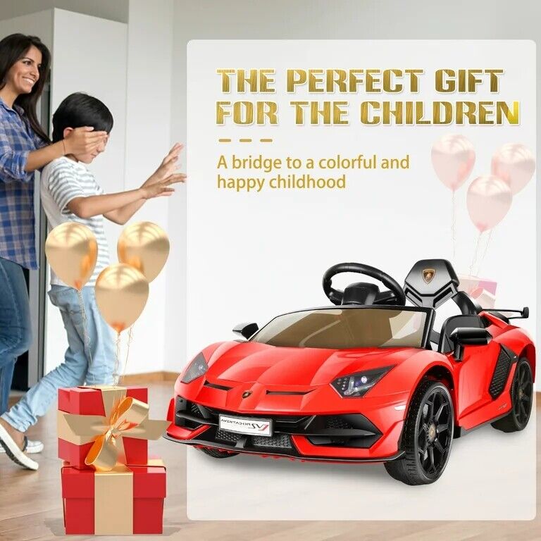 12V Lamborghini Kids Electric Ride On Car with Remote Control, MP3 Player & LED Lights