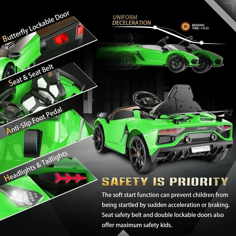 12V Lamborghini Kids Electric Ride On Car with Remote Control, MP3 Player & LED Lights