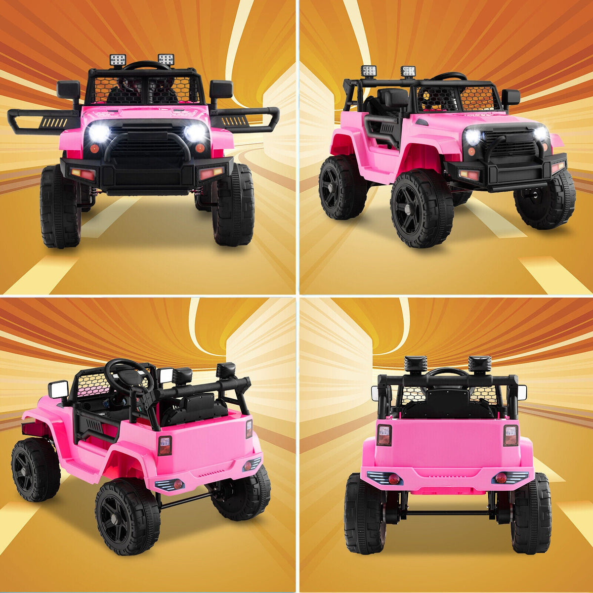 Electric Pink Ride-On Truck for Kids with Remote Control, Music, and Lights