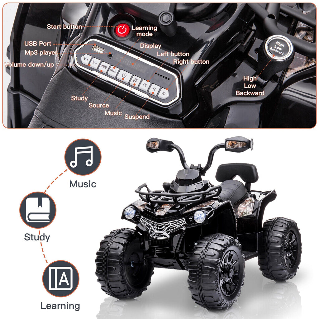 Electric Quad ATV Car for Kids 3-9 Years - 12V Battery Powered 4-Wheeler Truck