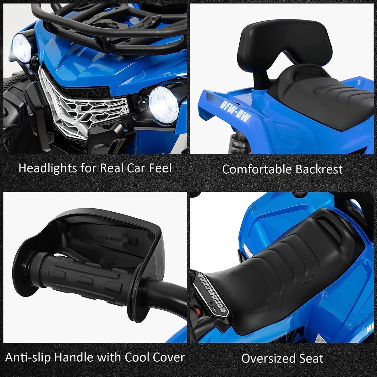 Electric Quad ATV for Kids - 12V Battery Powered with Low & High Speed Options