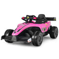 Electric Racing Truck for Kids with 2 Speeds, Remote Control, MP3, and Lights - Pink
