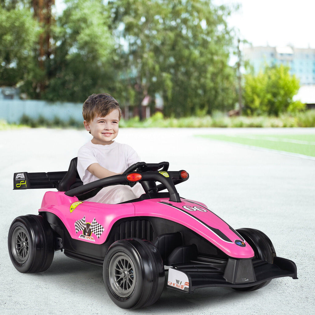 Electric Racing Truck for Kids with 2 Speeds, Remote Control, MP3, and Lights - Pink