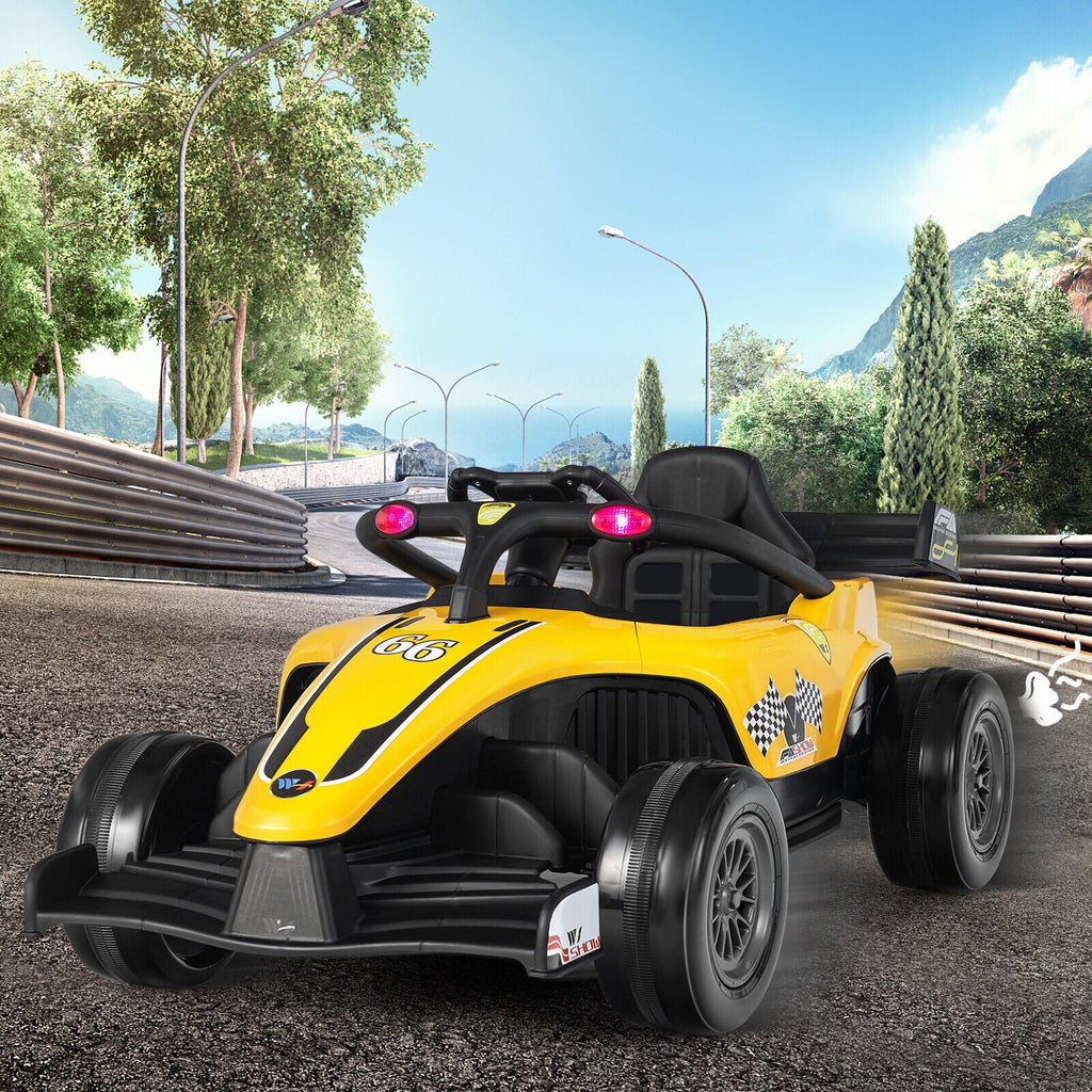Electric Racing Truck for Kids with Remote Control, MP3 Player, and Lights - Yellow