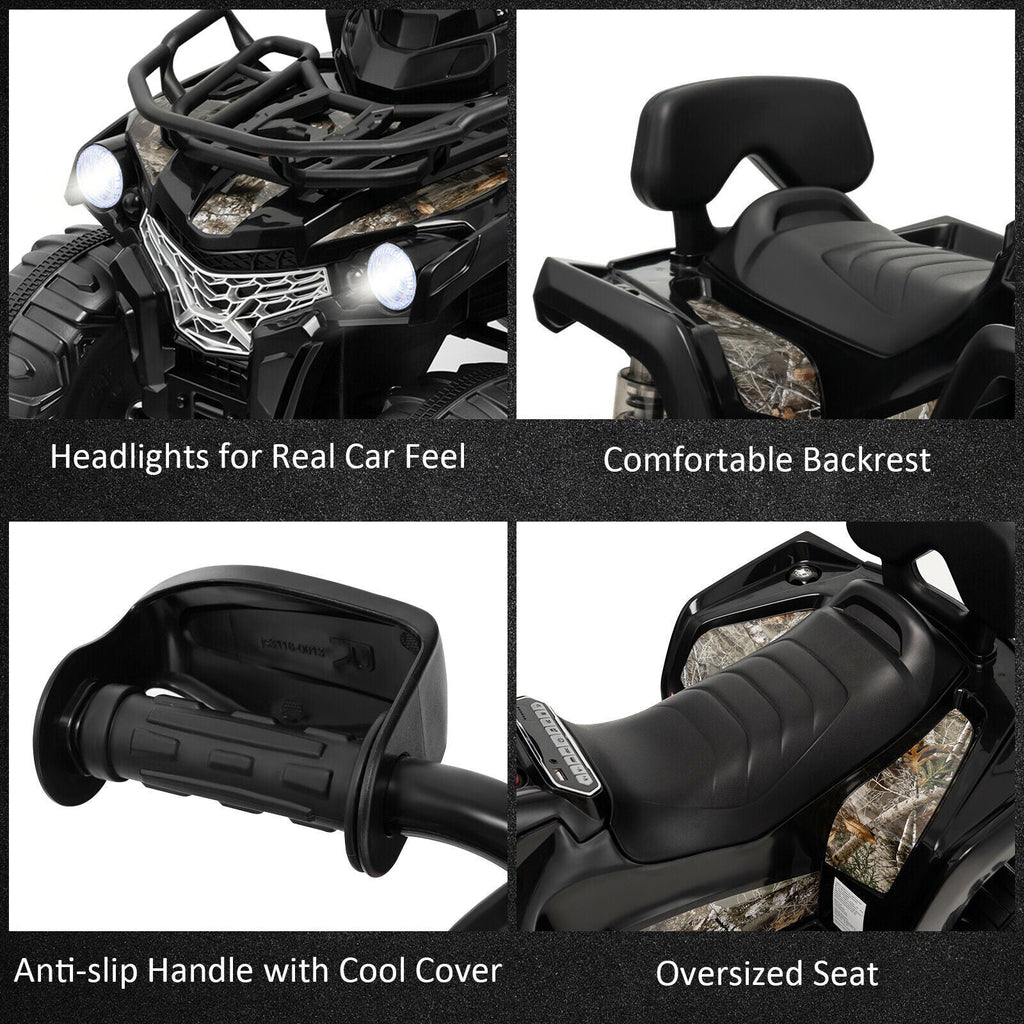 Electric ATV 4-Wheeler Quad Car Toy for Kids - 12V, 2 Speeds, MP3, Headlights
