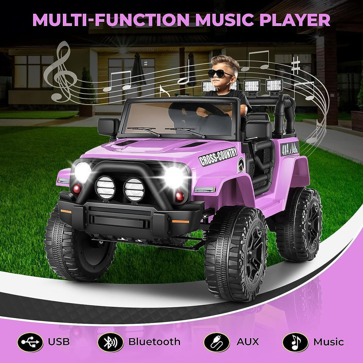 Electric Ride-On Car for Kids with Parental Remote Control - 12V Truck Design