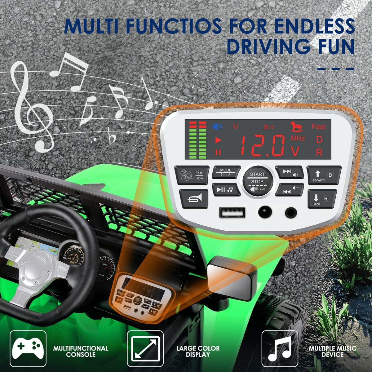 Electric Ride-On Car for Kids with Remote Control and MP3 Player - 12V Truck Design