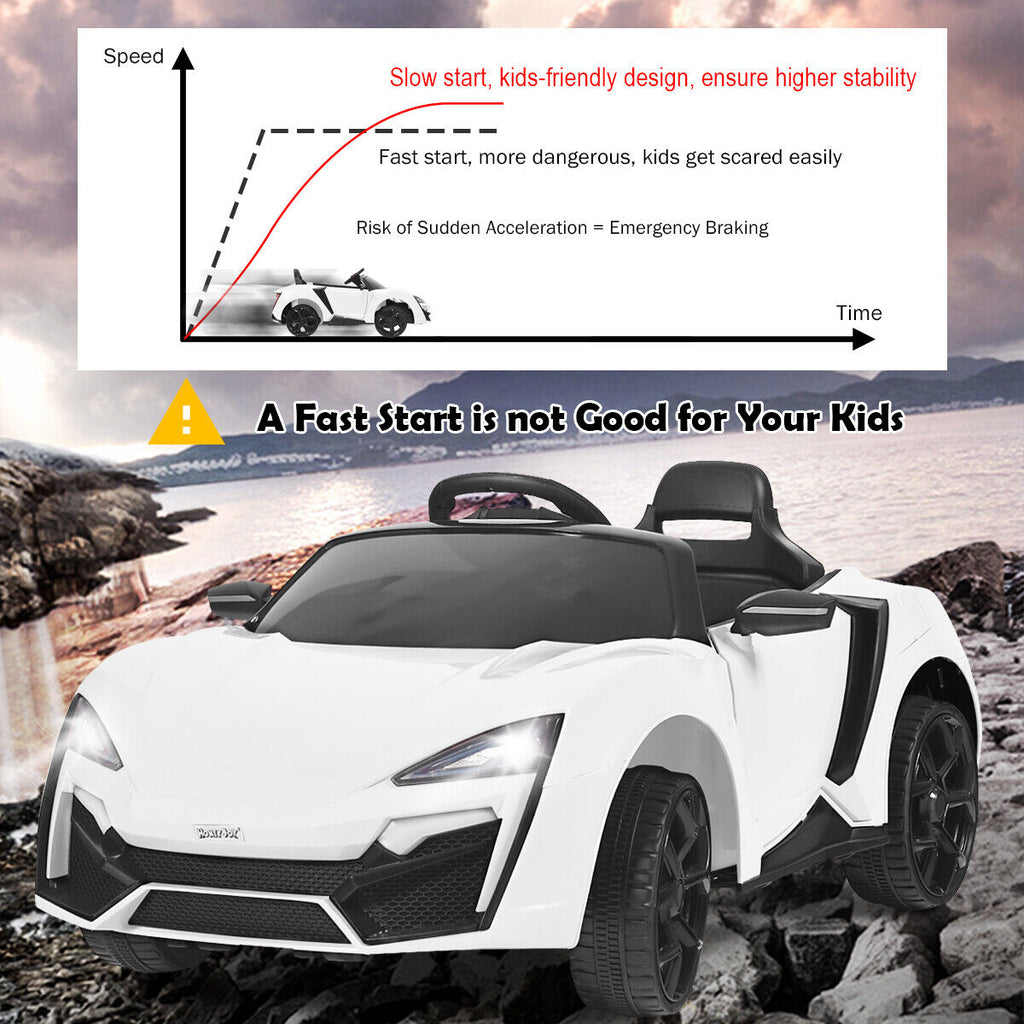 Electric Ride-On Car for Kids with Remote Control, Lights, Music, and Openable Doors - White