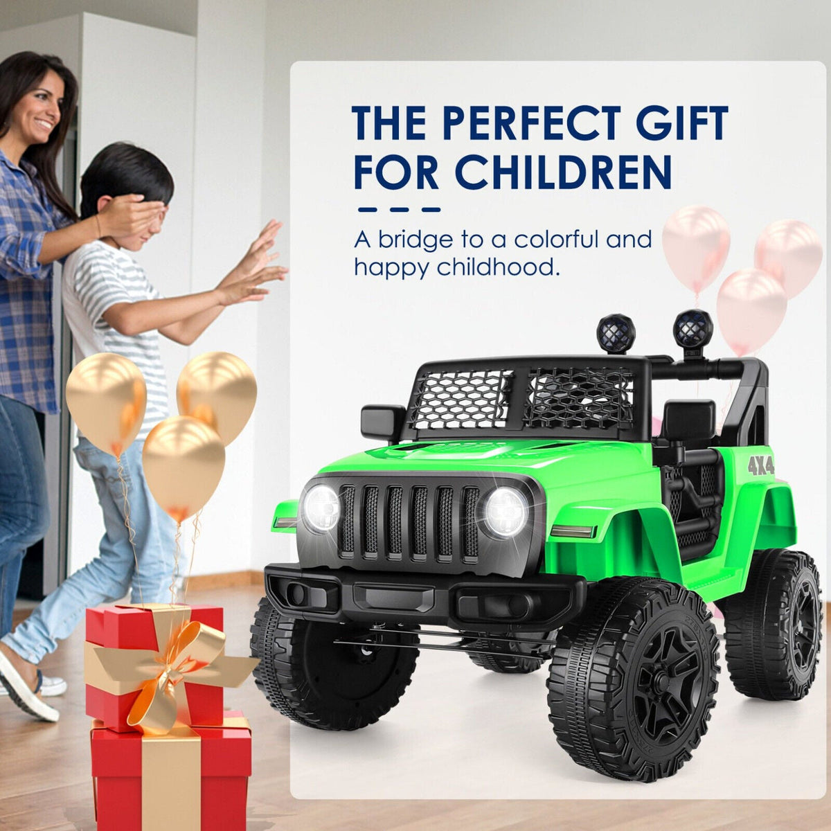 12V Ride-On Car Truck for Kids with 3 Speeds and Spring Suspension