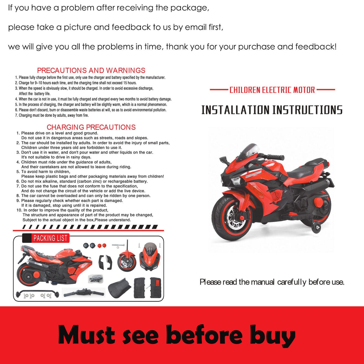 Electric Ride-On Motorbike for Kids - 12V Rechargeable 2-Wheel Car