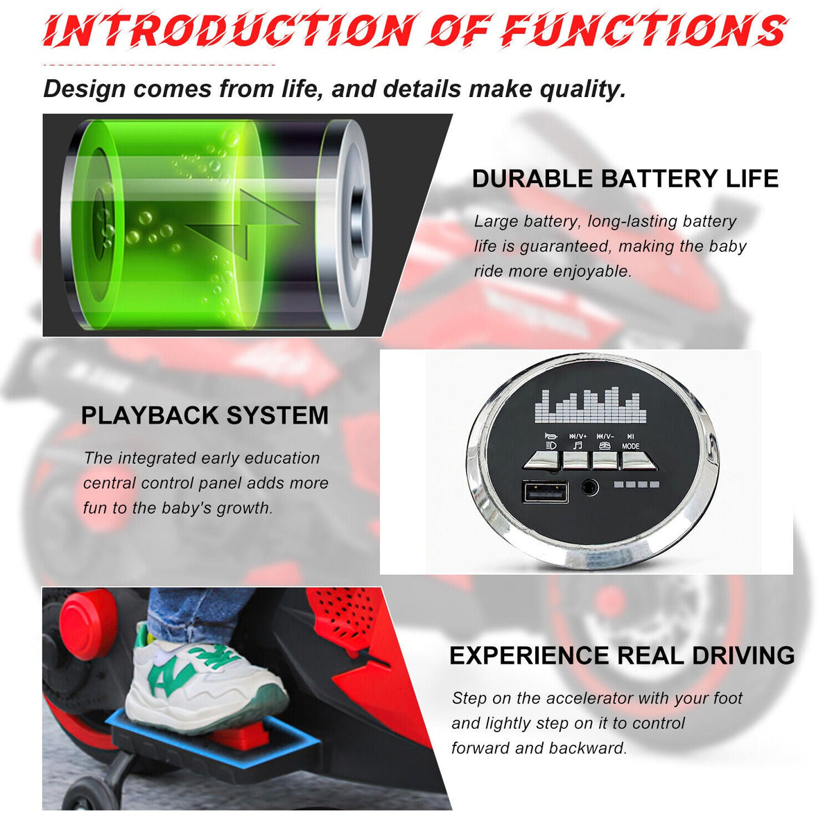 Electric Ride-On Motorbike for Kids - 12V Rechargeable 2-Wheel Car