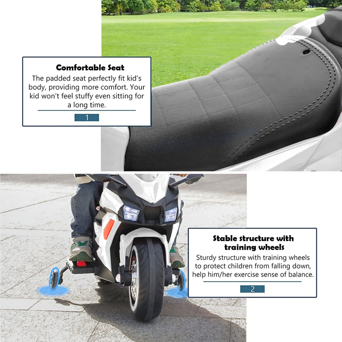 Electric Ride-On Motorbike for Kids - 12V Rechargeable 2-Wheel Car