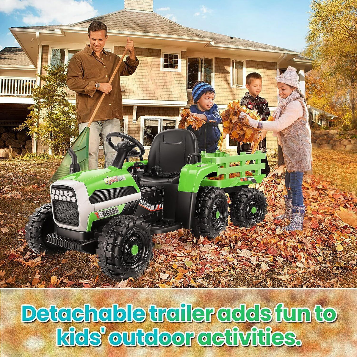 Electric Ride-On Tractor for Kids with Trailer - 12V Powered Fun!