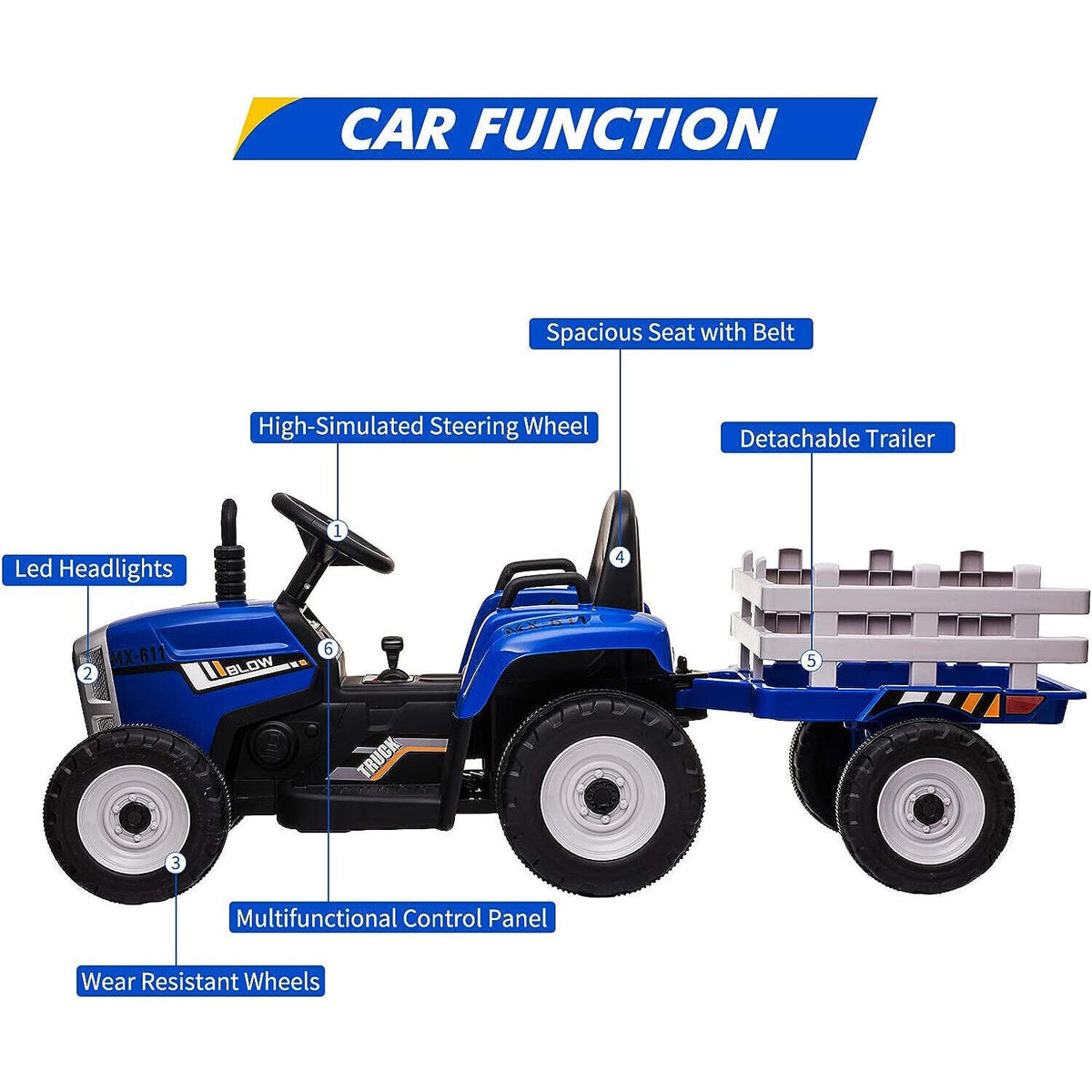 Electric Ride-On Tractor with Remote Control and MP3 Player - Perfect for Kids!