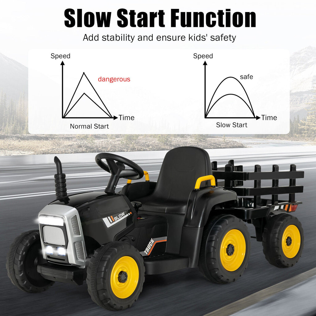 Electric Ride-on Tractor with Trailer for Kids - 3 Speeds & Remote Control