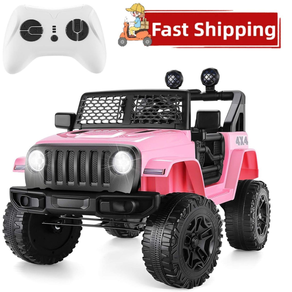 Electric Ride-On Truck for Kids with LED Lights and Parental Remote Control - 3 Speed Options