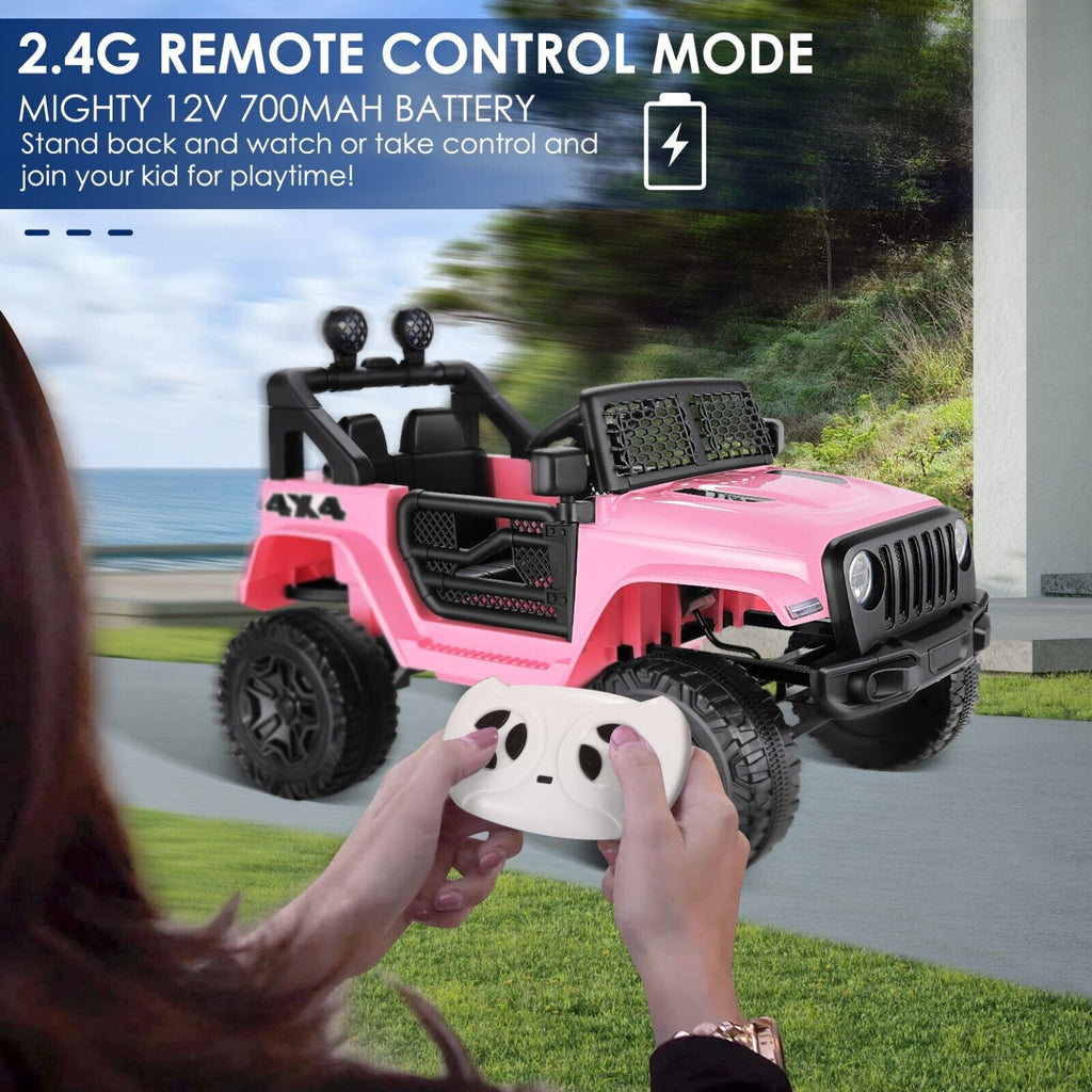 Electric Ride-On Car for Kids with Remote Control - Pink, 12V, 4 Wheels