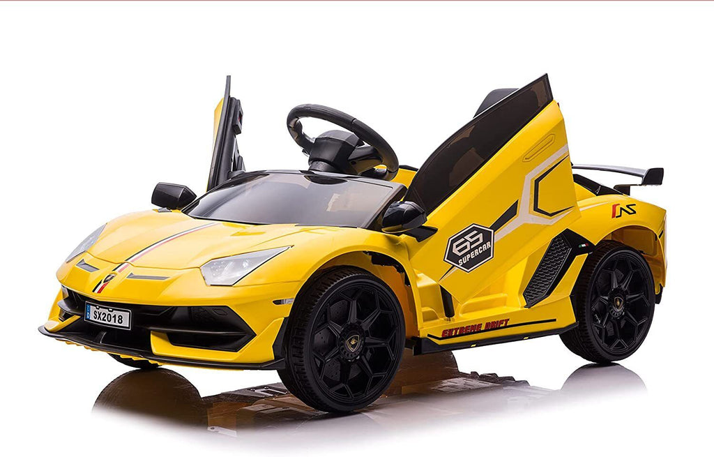 12V Licensed Lamborghini Car Toy with Headlights & Hydraulic Door - Electric Ride On for Kids