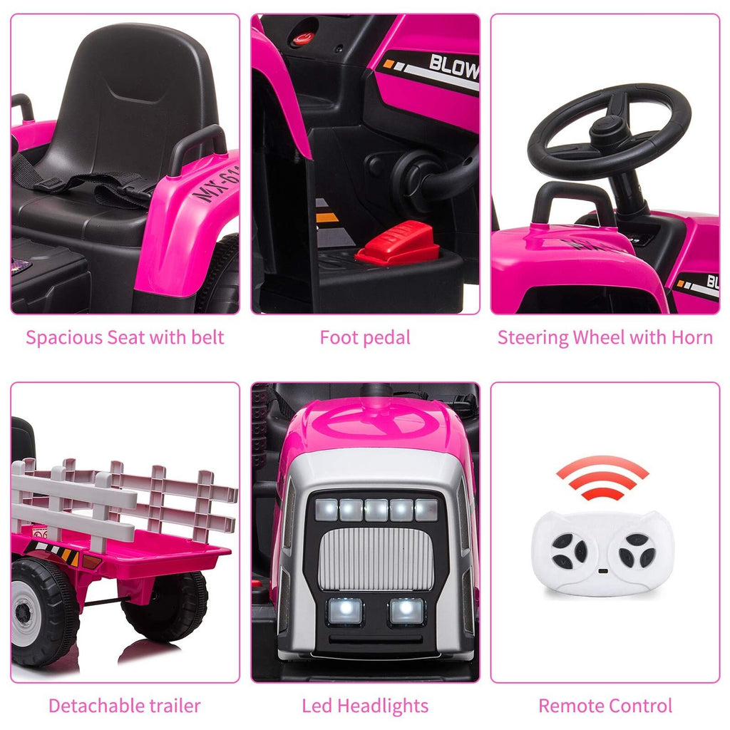 Electric Tractor Remote Control with Headlights for Kids Ages 3-6