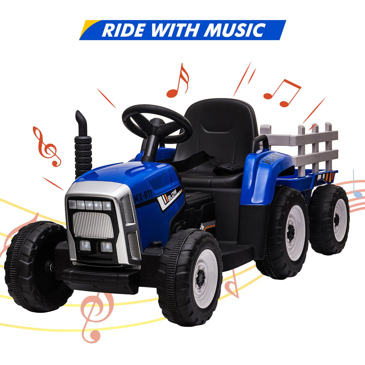 Electric Tractor Remote Control with Headlights for Kids Ages 3-6