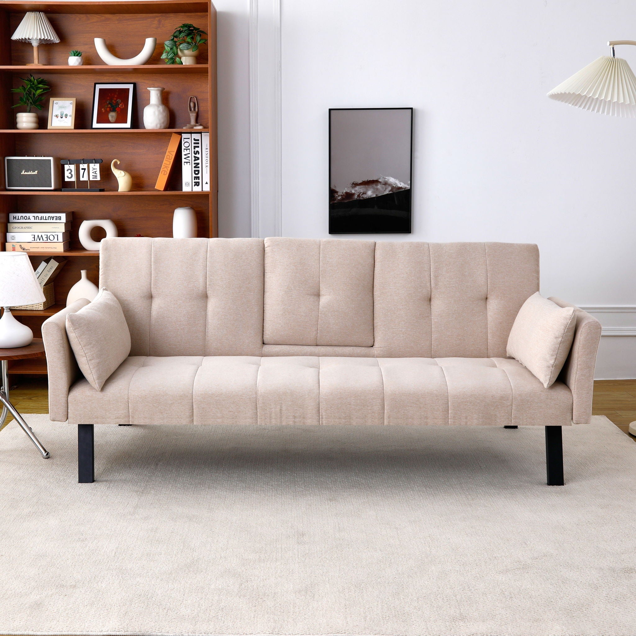 Sofa Bed With Foldable Design And Cup Holder