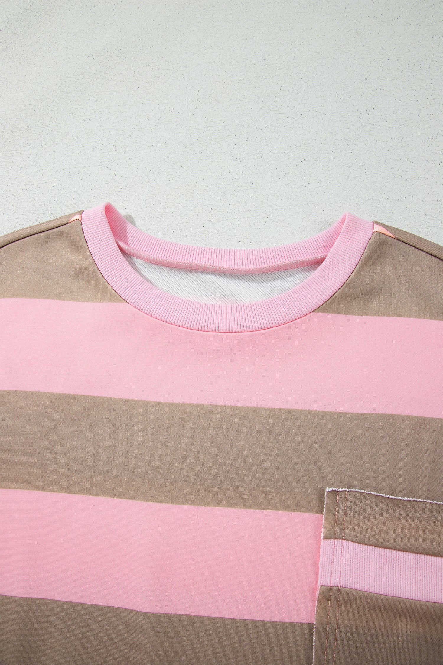 Stripe Colorblock Patch Pocket Long Sleeve Oversized Sweatshirt