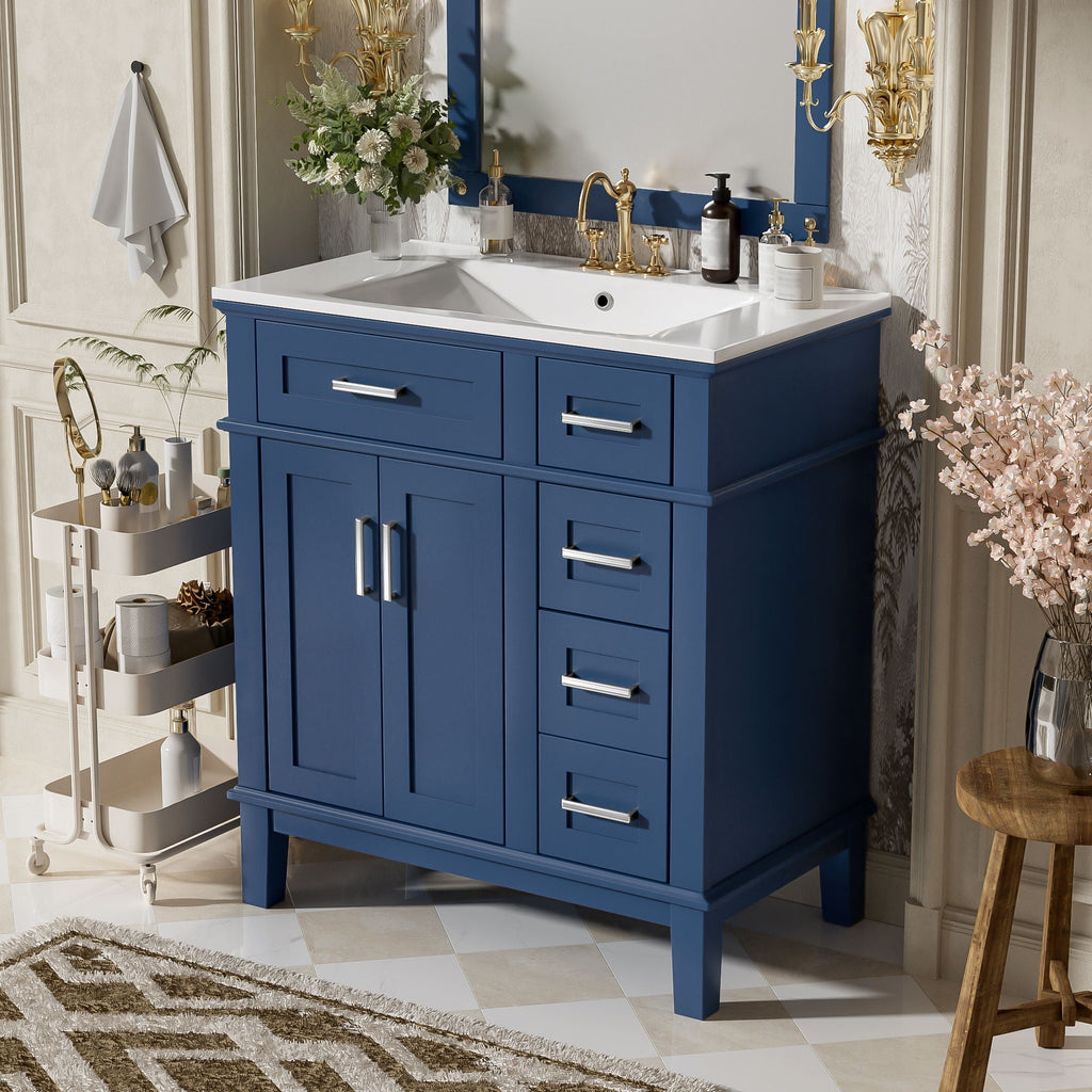 Modern Bathroom Vanity With Sink, Storage Cabinet, Soft Close Doors, Deep & Standard Drawers