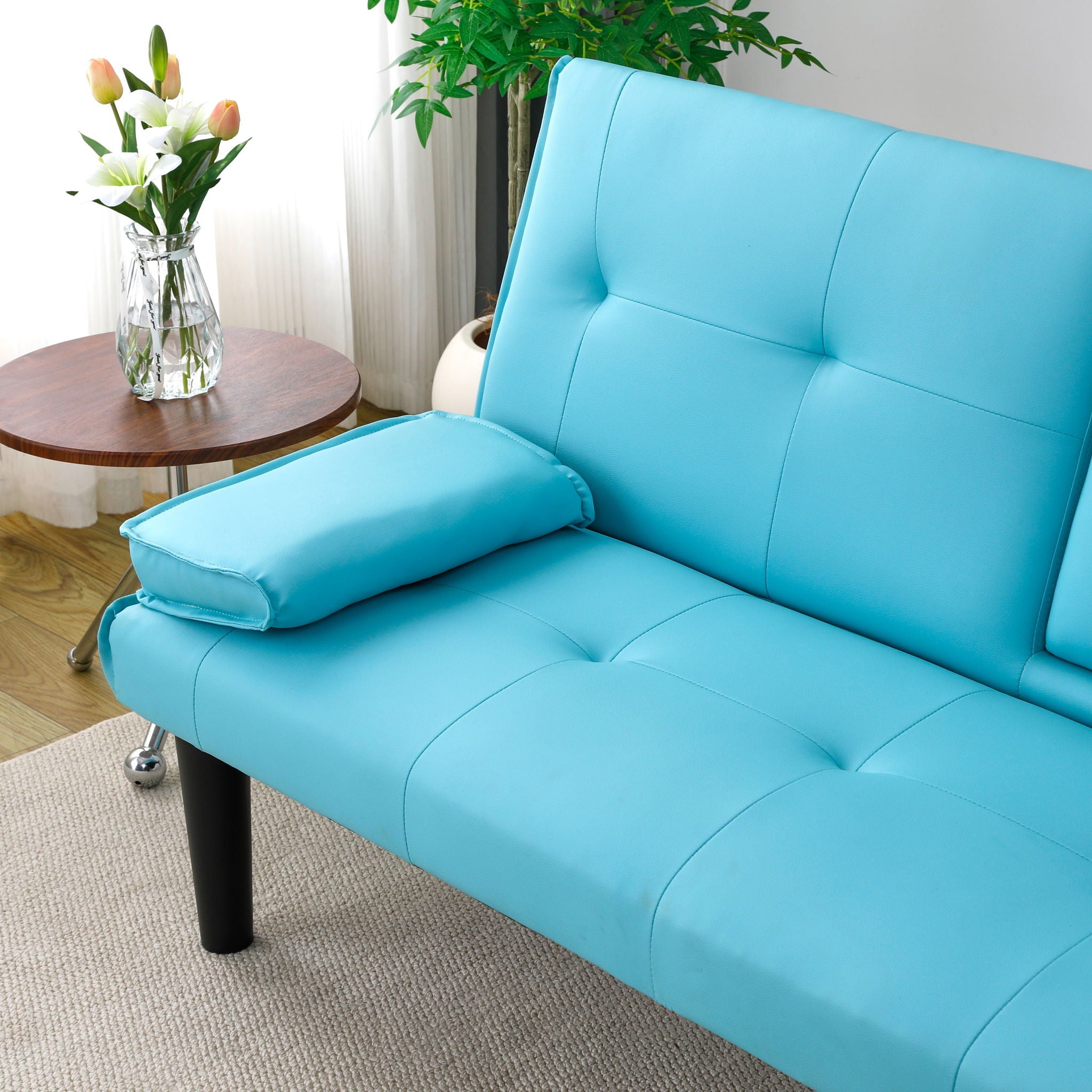Sofa Bed With Foldable Design And Cup Holder