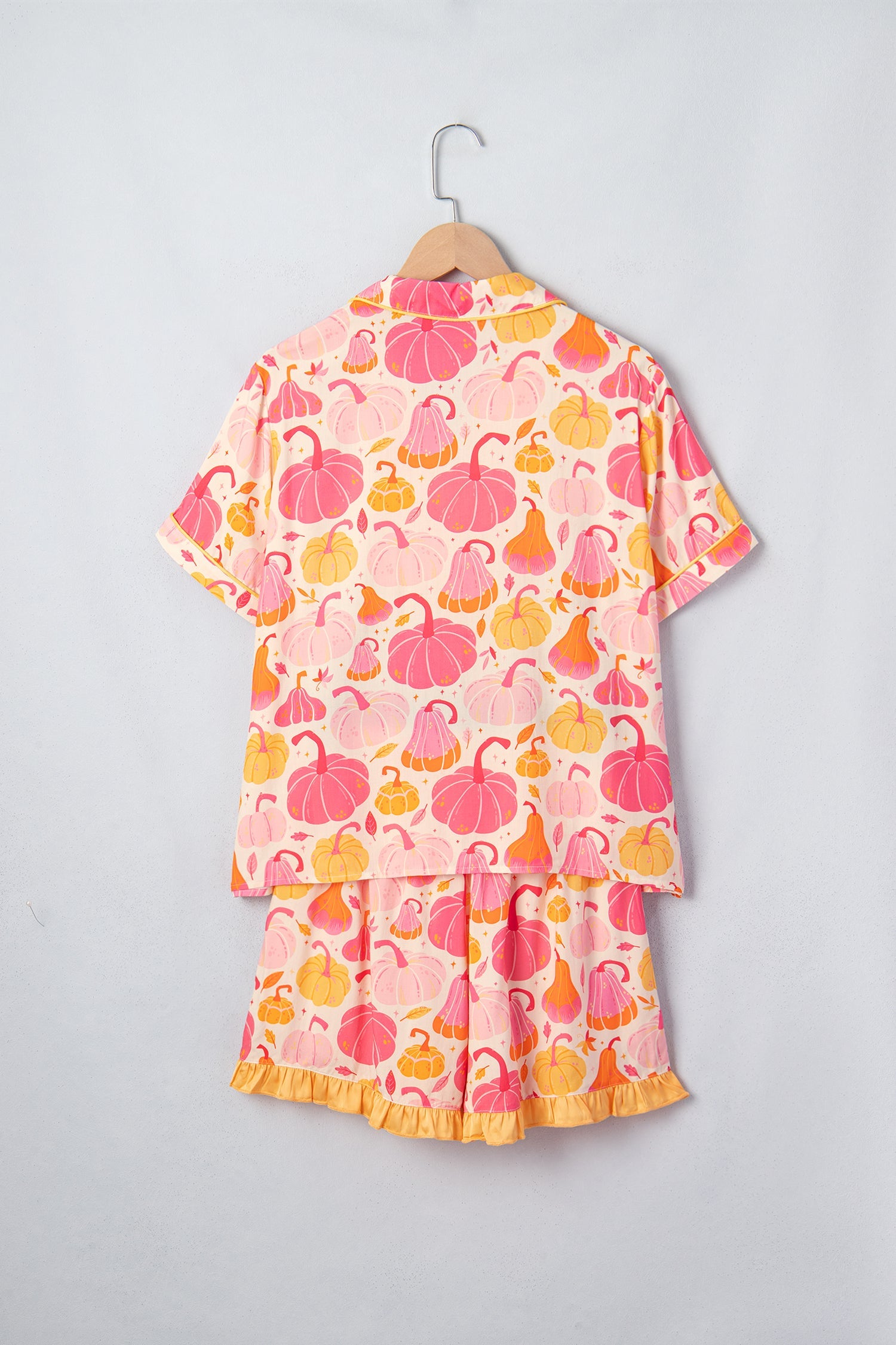 Halloween Pumpkin Top & Ruffle Shorts Lounge Set