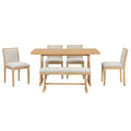 Dining Set With Rectangular Table, 4 Upholstered Chairs & 1 Padded Bench