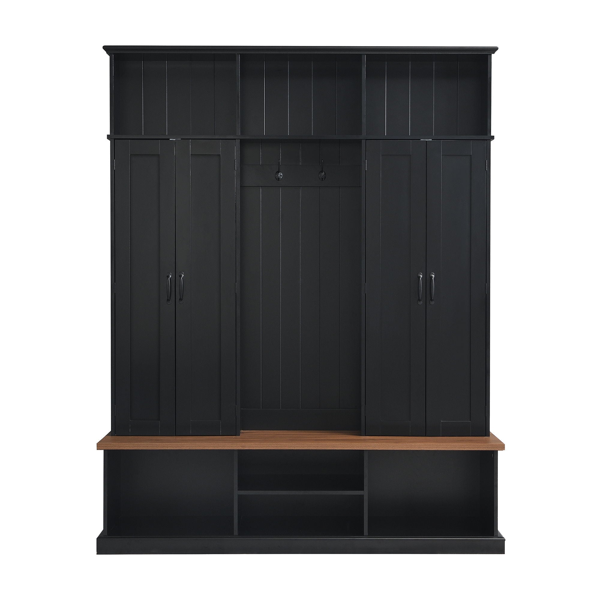 Entryway Hall Tree With Bench, 3 Top Cubbies & Bottom Storage Space